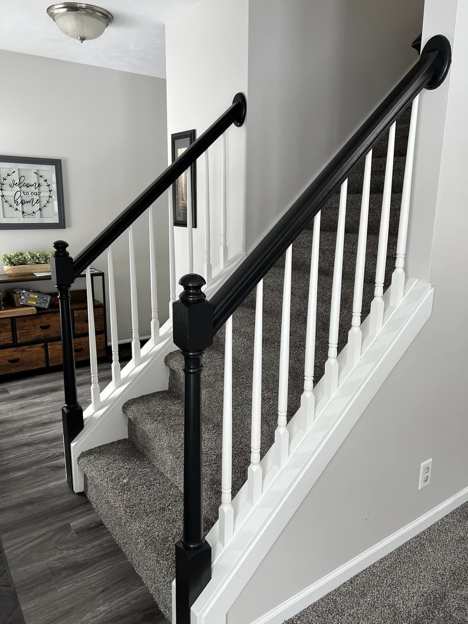 interior painting stair railings after