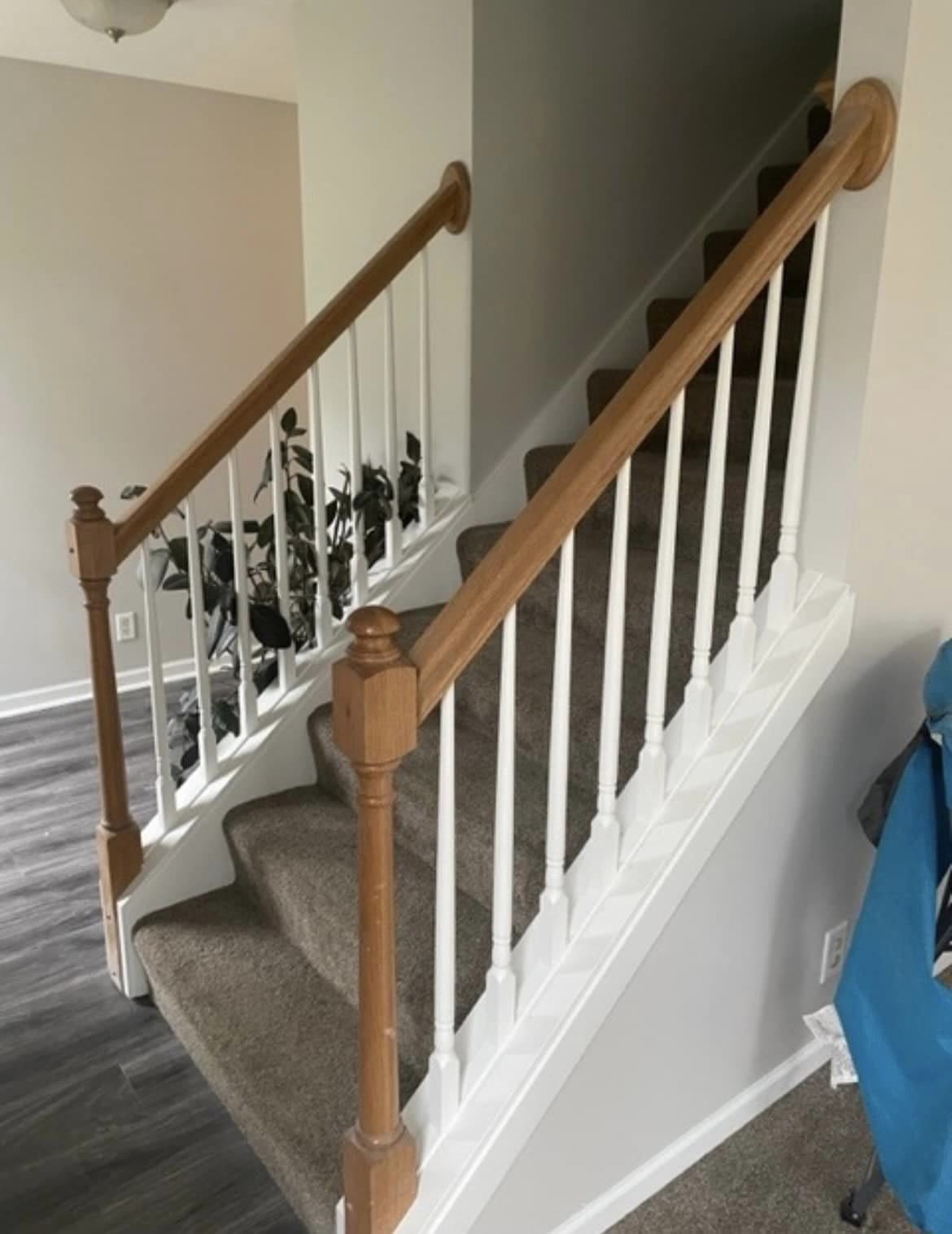 interior painting stair railings before